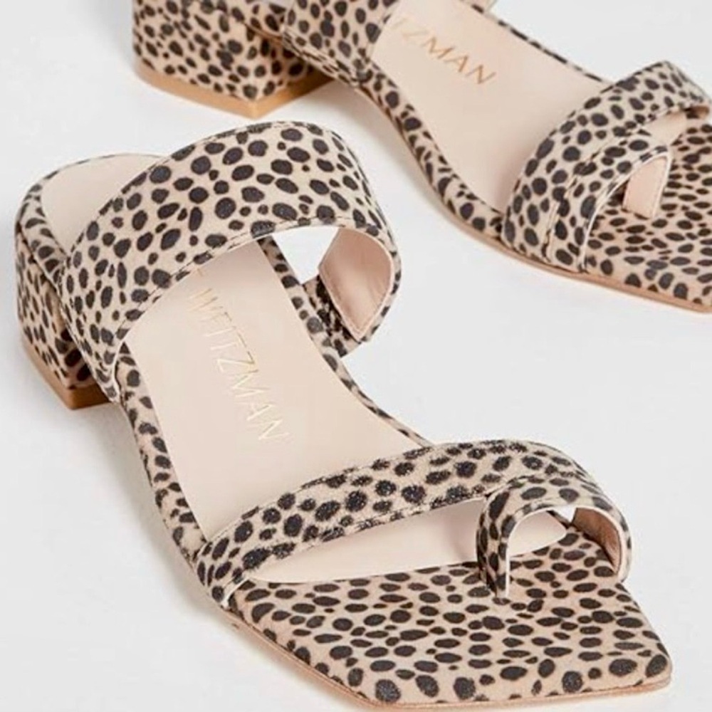 Stuart Weitzman Maisie 35 Slide Sandals Leopard Print Size 6 - Picture 2 of 9